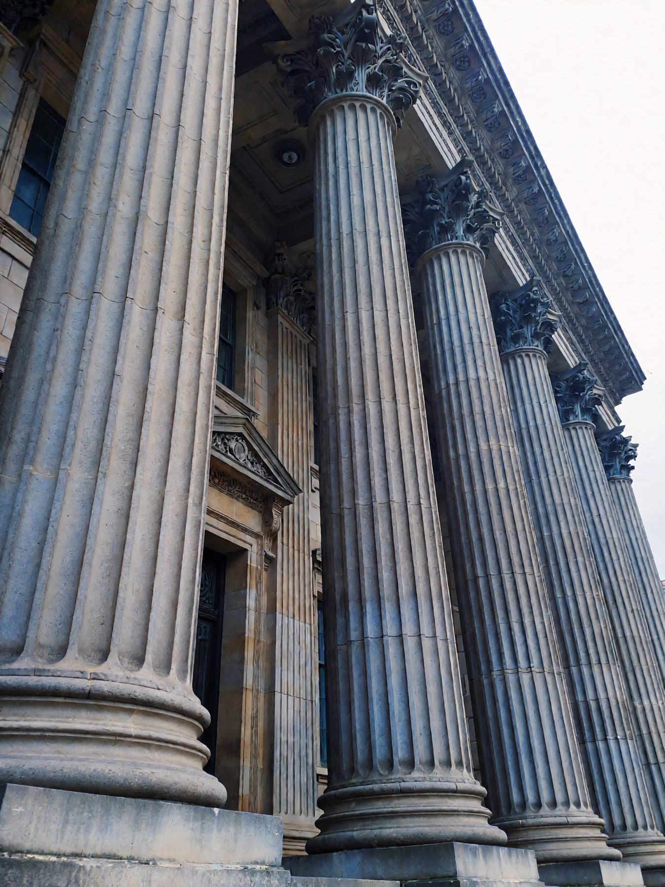 Classical stone columns on a courthouse facade
